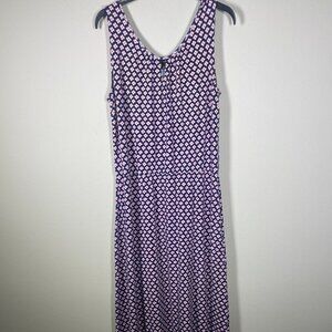 TALBOTS Women's L Navy Pink Floral Cotton Long Maxi Dress Resort Party!